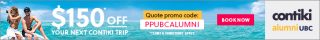 $150 off your next Contiki Trip. Promo code: PPUBCALUMNI